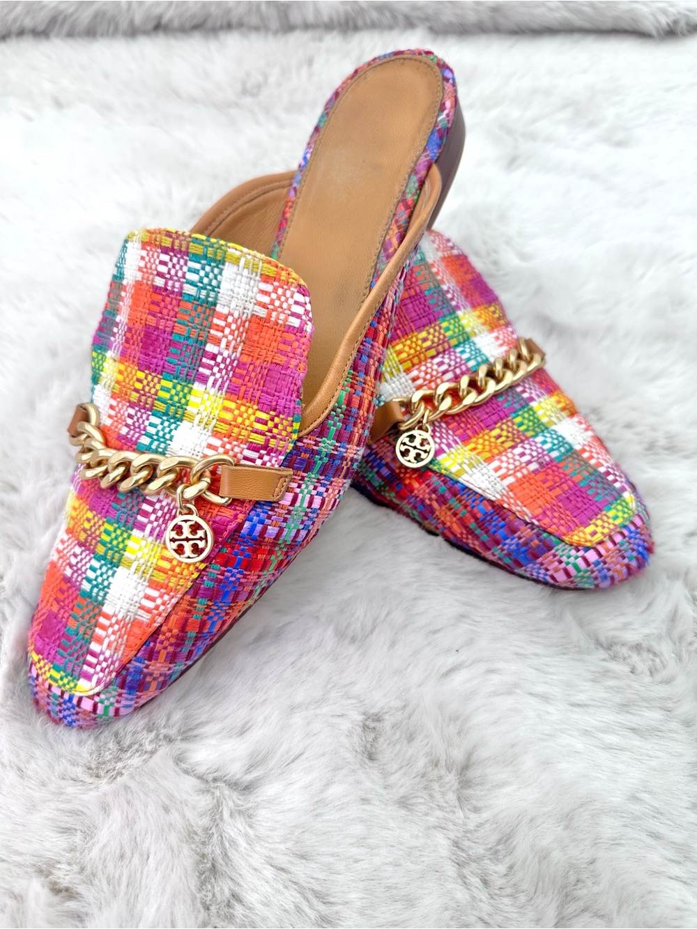 Tory Burch Mini Benton Loafer Slide Mule Flats Multicolor Charm Size 11 - Picture 3 of 11